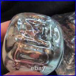 Vintage Blenko 1962 Clear Strata Block Glass Decanter with Glass Stopper