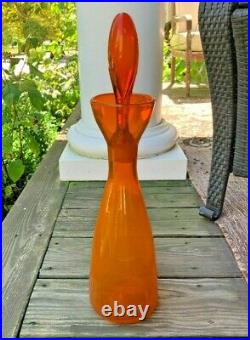 Vintage Blenko 20 564 Wayne Husted Glass Decanter. Rare tangerine color