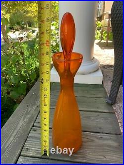 Vintage Blenko 20 564 Wayne Husted Glass Decanter. Rare tangerine color