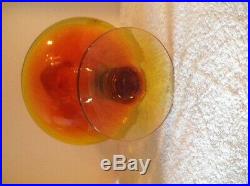 Vintage Blenko #6212 Footed Glass Decanter Tangerine 21 Stopper Wayne Husted