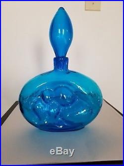 Vintage Blenko #6310 Decanter In BLUE