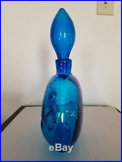 Vintage Blenko #6310 Decanter In BLUE