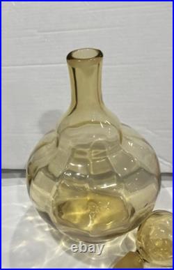 Vintage Blenko #6935 Lemon Yellow Art Glass Decanter Joel Myers MCM Orig Stopper