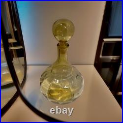 Vintage Blenko #6935 Lemon Yellow Art Glass Decanter Joel Myers MCM Orig Stopper