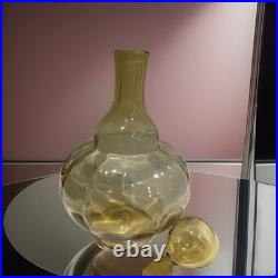 Vintage Blenko #6935 Lemon Yellow Art Glass Decanter Joel Myers MCM Orig Stopper