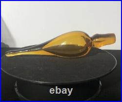 Vintage Blenko Amber Glass Decanter 6 Stopper