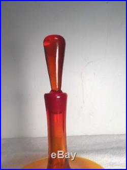 Vintage Blenko Amberina Decanter Bottle Art Glass