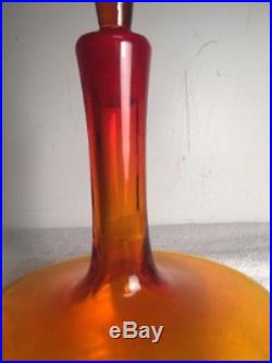 Vintage Blenko Amberina Decanter Bottle Art Glass