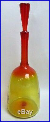 Vintage Blenko Art Glass 18 Amberina Decanter With Stopper Rare