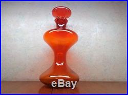 Vintage Blenko Art Glass Hand Blown Floor Decanter Wayne Husted Orange Tangerine