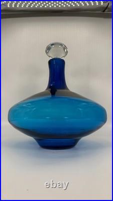 Vintage Blenko Blue Glass Decanter #7225 Joel Myers Read