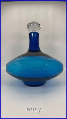 Vintage Blenko Blue Glass Decanter #7225 Joel Myers Read
