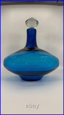 Vintage Blenko Blue Glass Decanter #7225 Joel Myers Read
