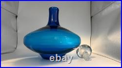 Vintage Blenko Blue Glass Decanter #7225 Joel Myers Read