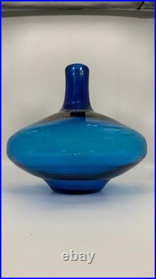 Vintage Blenko Blue Glass Decanter #7225 Joel Myers Read