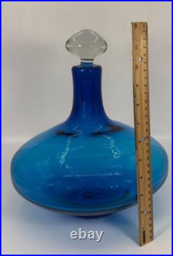 Vintage Blenko Blue Glass Decanter #7225 Joel Myers Read