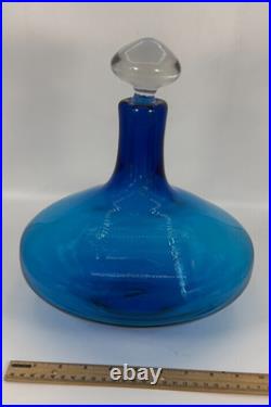 Vintage Blenko Blue Glass Decanter #7225 Joel Myers Read