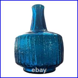Vintage Blenko Blue Texturized Art Glass Decanter (Attr. Wayne Husted)