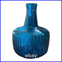Vintage Blenko Blue Texturized Art Glass Decanter (Attr. Wayne Husted)