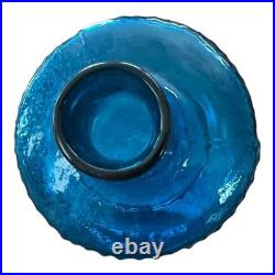 Vintage Blenko Blue Texturized Art Glass Decanter (Attr. Wayne Husted)