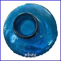 Vintage Blenko Blue Texturized Art Glass Decanter (Attr. Wayne Husted)