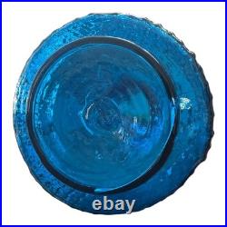 Vintage Blenko Blue Texturized Art Glass Decanter (Attr. Wayne Husted)