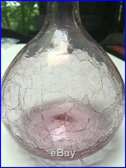 Vintage Blenko CRACKLE Glass #627 Amethyst or ROSE 1960's Decanter