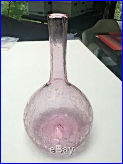 Vintage Blenko CRACKLE Glass #627 Amethyst or ROSE 1960's Decanter