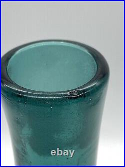 Vintage Blenko Crackle Glass 920M Sea Foam Green Aqua Teal Blue Decanter MCM