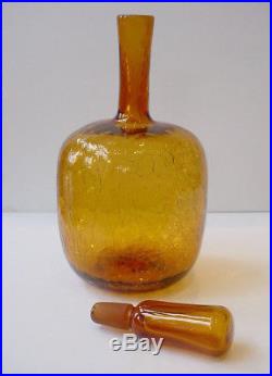 Vintage Blenko Decanter #657 Joel Meyers 14 Honey Crackle Glass