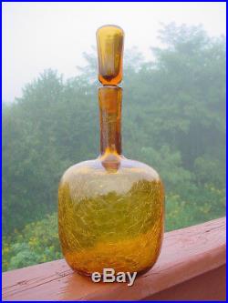 Vintage Blenko Decanter #657 Joel Meyers 14 Honey Crackle Glass