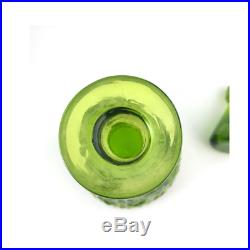 Vintage Blenko Decanter Green Glass Model # 6924 with Stopper Mid Century 1960s