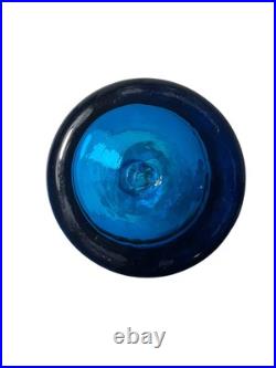 Vintage Blenko Decanter Optic Glass Turquoise 8.5 withStopper Art Deco MCM 669 Vintage Blenko Decanter Optic Glass Turquoise 8.5 withStopper Art Deco MCM 669