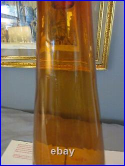 Vintage Blenko Floor Decanter Amber 35 with Stopper 6138 Mid Century Modern Glass