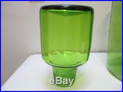 Vintage Blenko Glass 24 Tall Floor Decanter w Stopper Joel Myers # 6955 Green