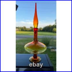 Vintage Blenko Glass 27 Amberina 6212L Decanter MCM Wayne Husted Flame Stopper