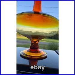 Vintage Blenko Glass 27 Amberina 6212L Decanter MCM Wayne Husted Flame Stopper