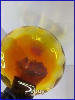 Vintage Blenko Glass 6530S Decanter Base In Tangerine NO STOPPER