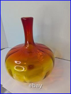 Vintage Blenko Glass 6530S Decanter Base In Tangerine NO STOPPER