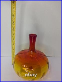 Vintage Blenko Glass 6530S Decanter Base In Tangerine NO STOPPER