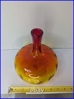Vintage Blenko Glass 6530S Decanter Base In Tangerine NO STOPPER