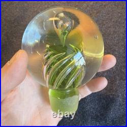 Vintage Blenko Glass 6715 Decanter in Green Joel Myers W Swirl Stopper Excellent