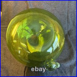 Vintage Blenko Glass 6715 Decanter in Green Joel Myers W Swirl Stopper Excellent