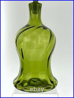 Vintage Blenko Glass 6811 Decanter in Olive Green Joel Myers Design
