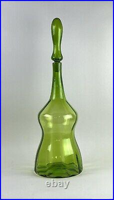 Vintage Blenko Glass 6954 Decanter in Olive Green Joel Myers Design