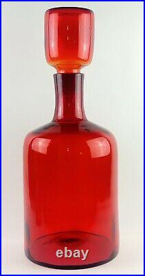 Vintage Blenko Glass 6955 XL Floor Decanter in Tangerine Joel Myers Design