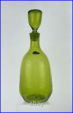 Vintage Blenko Glass 7411 Decanter in Olive John Nickerson Design