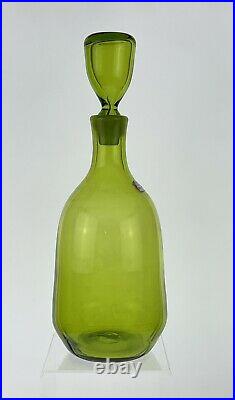 Vintage Blenko Glass 7411 Decanter in Olive John Nickerson Design