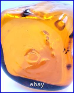 Vintage Blenko Glass 7915s Textured Wheat Barnwood Collection Decanter