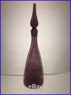 Vintage Blenko Glass #920 By Winslow Anderson 16 1/2 Amethyst Decanter C1960